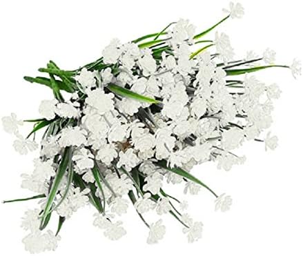 Banziaju 6 Bundles Artificial Flowers 7 Stems UV Resistant White Faux Plants