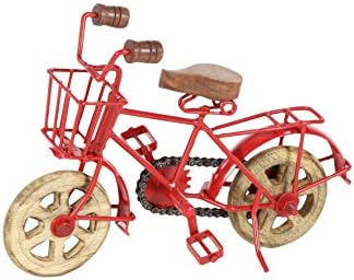 Deco 79 Artistic Metal Bike Statues with Wood Wheels Set of 3
