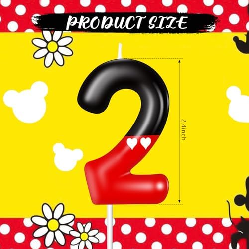MTLEE Number 2 Birthday Candle Red Mouse Design