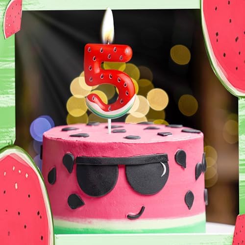 Watermelon Number 1 Birthday Candle for Baby Girl Boy Celebration Cake Topper
