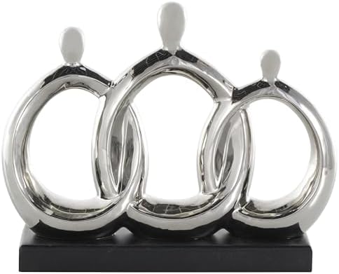 Deco 79 Ceramic Family Sculpture with Black Base 12 x 10 Silver