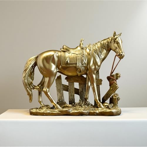 Golden Horse Statue Figurine Sculpture Resin Decor