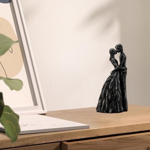 Prettidecor Kissing Couple Statue Black Wedding Gift