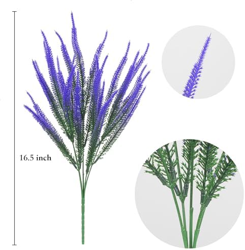 LikSoor 8 Bundle Artificial Lavender Flowers UV Resistant