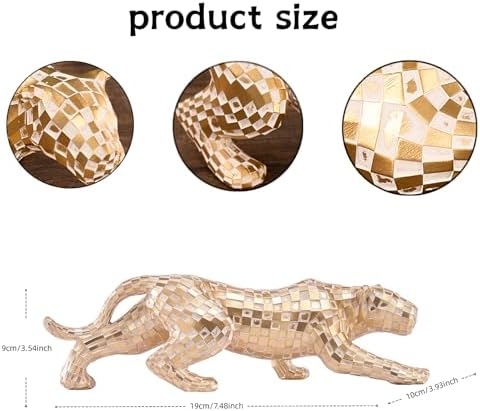 Gold Finish Cubist Cheetah Sculpture - Abstract Leopard Resin Art Statue 1