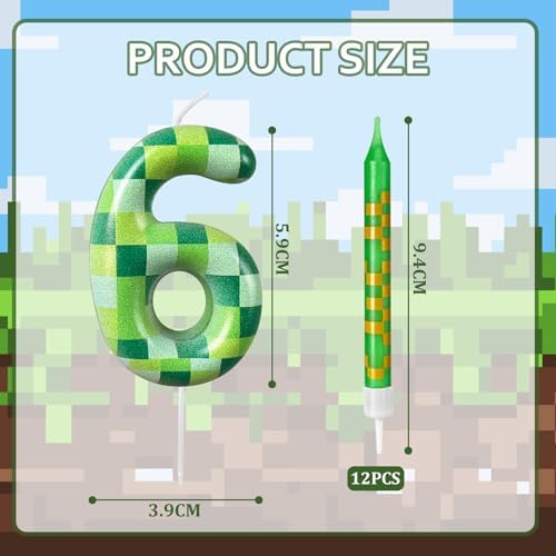 Zlongron 13 Piece Green Pixel Birthday Candles