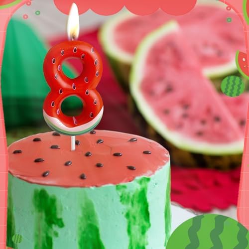 Watermelon Number 1 Birthday Candle for Baby Girl Boy Celebration Cake Topper