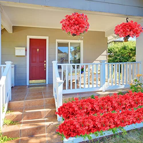 Jutom 24 Pcs Artificial Hydrangea Flowers Red UV Resistant 1