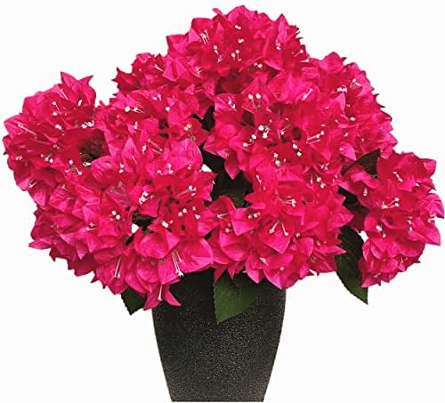 Dophinena 4pcs Artificial Bougainvillea Bush Hot Pink