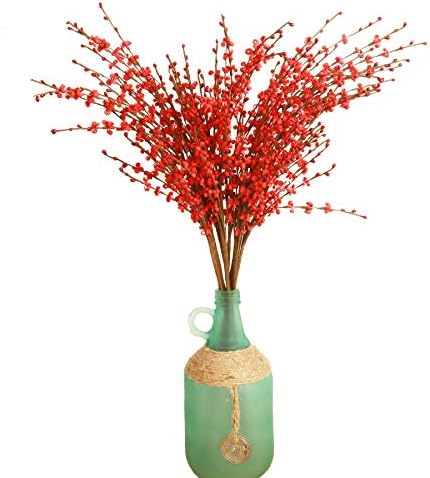 Red Artificial Winter Jasmine Flowers 10pcs 26 Long Stem