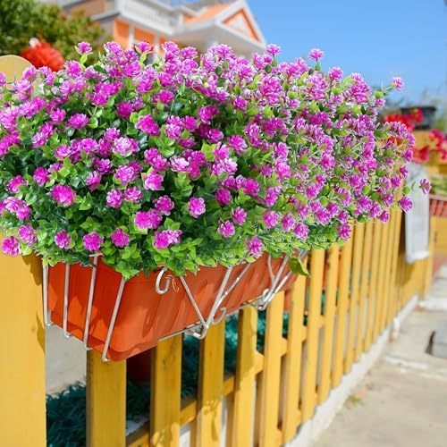 SITUMEIZI 8-Pack Artificial Flowers Fuchsia UV Resistant
