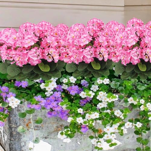 3 Pcs Artificial Pink Geraniums for Garden Decor