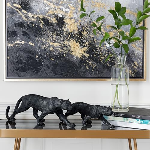 Deco 79 Polystone Leopard Statues Set of 2