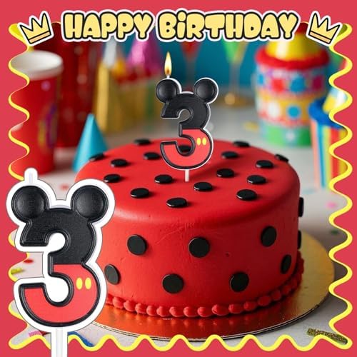 Red Number 3 Mouse Birthday Candle - 37x67cm