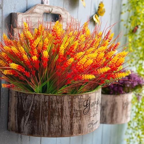 Thinktral Artificial Fall Flowers Outdoor 18 Pcs UV Resistant