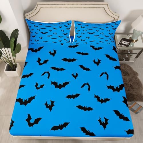 Happy Halloween Bats Fitted Sheet Twin Size