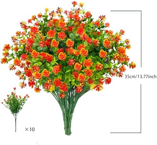 10 Bundles Artificial Orange Flowers for Outdoor Decor