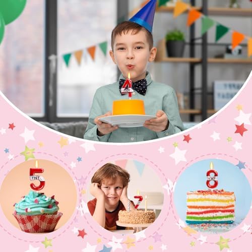 OGnomiFX Number 5 Red Birthday Candle for Kids