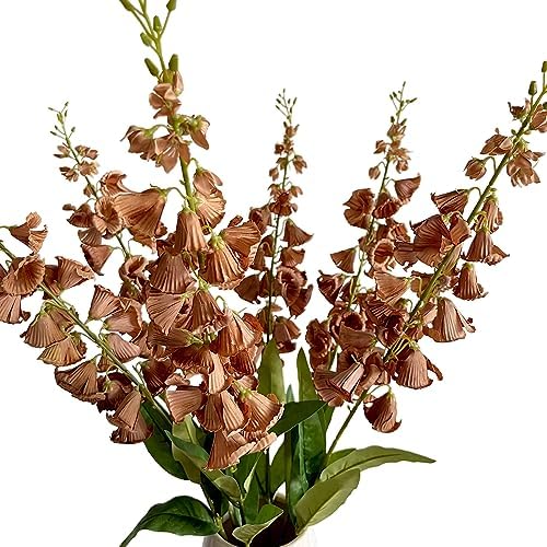6pcs Artificial Lily of the Valley Bouquet Realistic Brown
