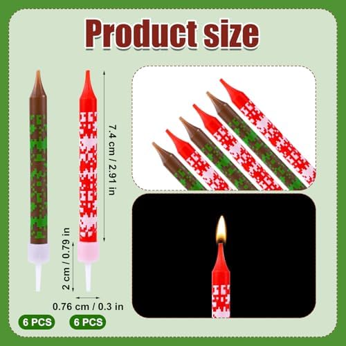 12pcs Pixel Birthday Candles for Party Decor