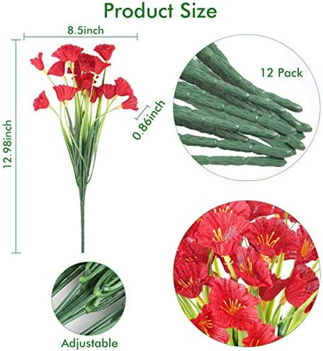 ZEOSTARO Artificial Flowers 12 Bundles Deep Red 1