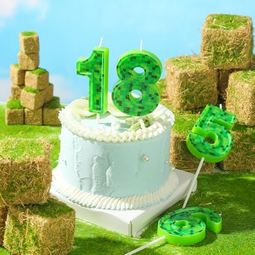 PHD CAKE 276 Inch Pixel Birthday Candles Green Number