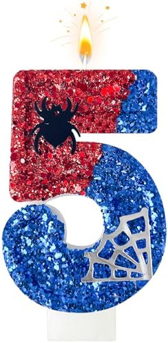 WQINX Spider Web Birthday Candles 5pcs Red Blue with Silver
