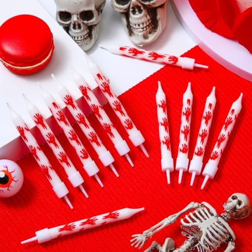 Gulfmew 12 Pcs Bloody Handprint Birthday Candles 1