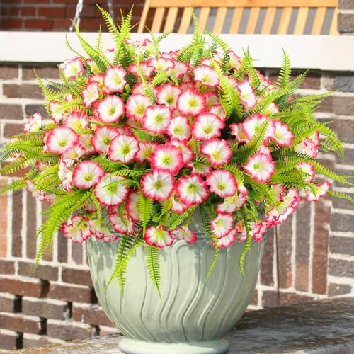 HIAGROW 12 Bundle Pink Artificial Flowers with Fern