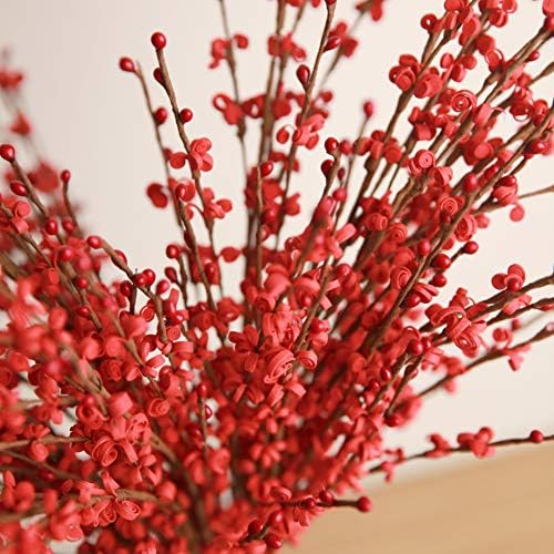 Red Artificial Winter Jasmine Flowers 10pcs 26 Long Stem