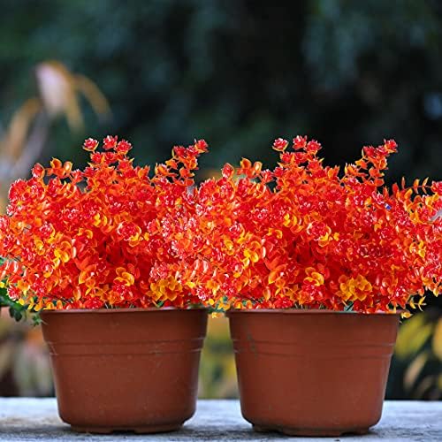 URSTOUD 10PCS Artificial Eucalyptus Plants Fall Red 1