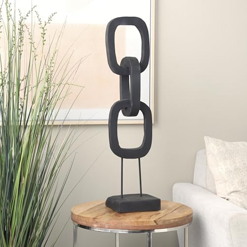 Deco 79 Black Teak Wood Chain Sculpture with Stand