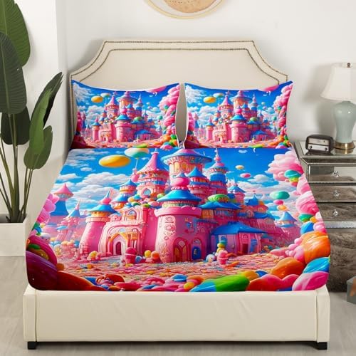 Castle Fairy Candy Castle Fitted Sheet Twin Size