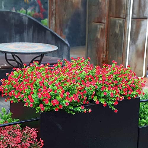 Momkids Artificial Plants Outdoor 10pcs UV Resistant Faux Greenery