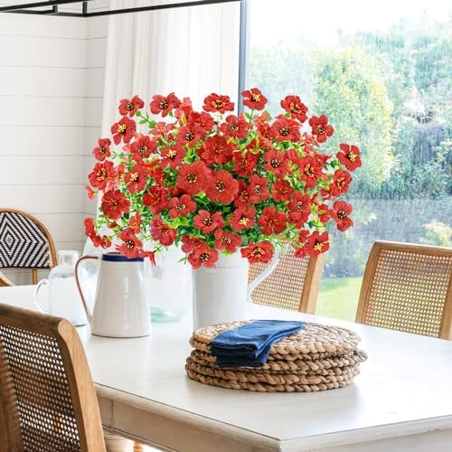 Agusbagli 10 Bundle Artificial Daisy Flowers Outdoor UV Resistant Fake Flowers