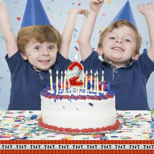 TNT Themed Birthday Candles Number 10 Pixel Cake Topper for Kids
