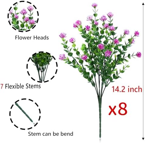 SITUMEIZI 8-Pack Artificial Flowers Fuchsia UV Resistant