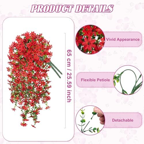Hrobek Artificial Hanging Flowers Red Spring Decor