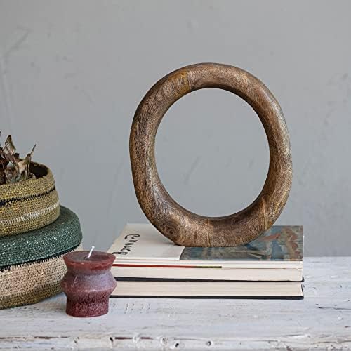 Creative Co-Op Modern Decorative Carved Wood Standing Circle