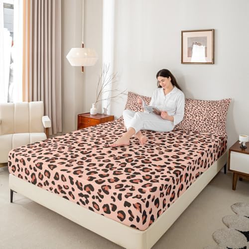 Castle Fairy Leopard Print Twin Fitted Sheet Set