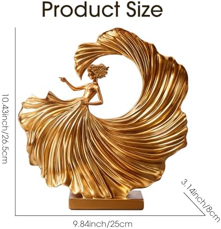 FJS Luxury Gold Dancing Girl Statue for Home Decor