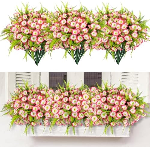 HIAGROW 12 Bundle Pink Artificial Flowers with Fern