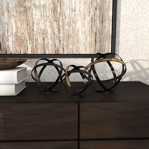 Deco 79 Black Gold Metal Sculpture Set of 3