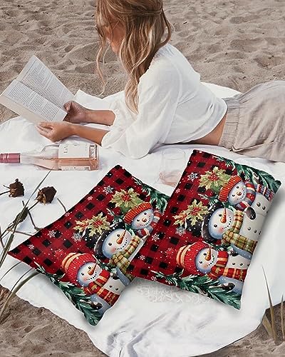Waterproof Pillow Protectors 2 Pack with Zipper and Plaid Design