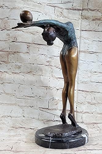 Limited Edition Floor Kid Gymnast Bronze Sculpture on Marble Base