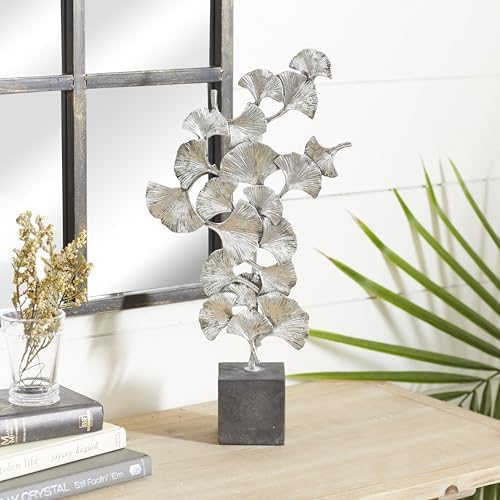 Deco 79 Polystone Floral Statue with Black Base