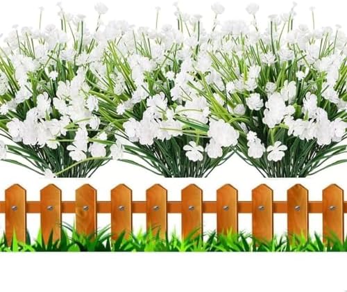 KLUFO 12Pcs Artificial Flowers Set UV Resistant Realistic White