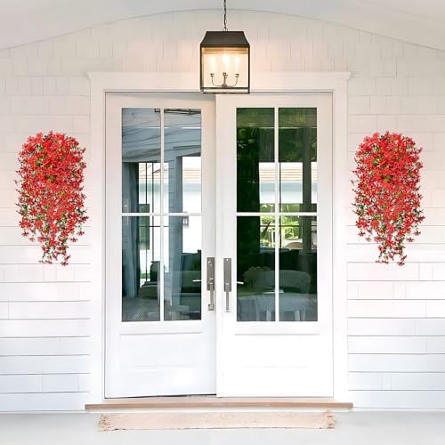 Hrobek Artificial Hanging Flowers Red Spring Decor