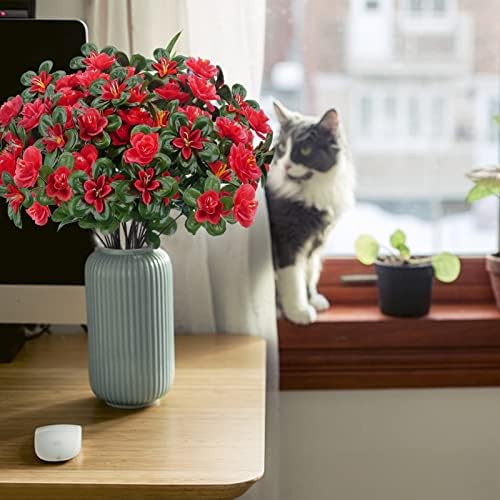 GTIDEA 8pcs Red Artificial Geraniums for Outdoor Decor