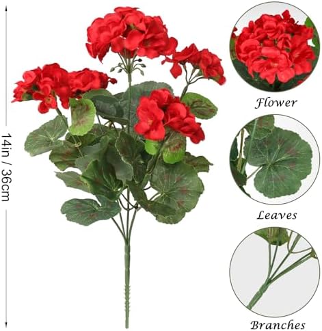 Dremisland 3 Pack Artificial Geranium Flowers